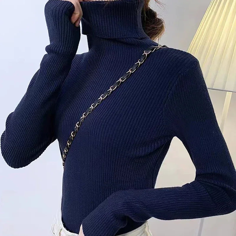 Suéter feminino de gola alta