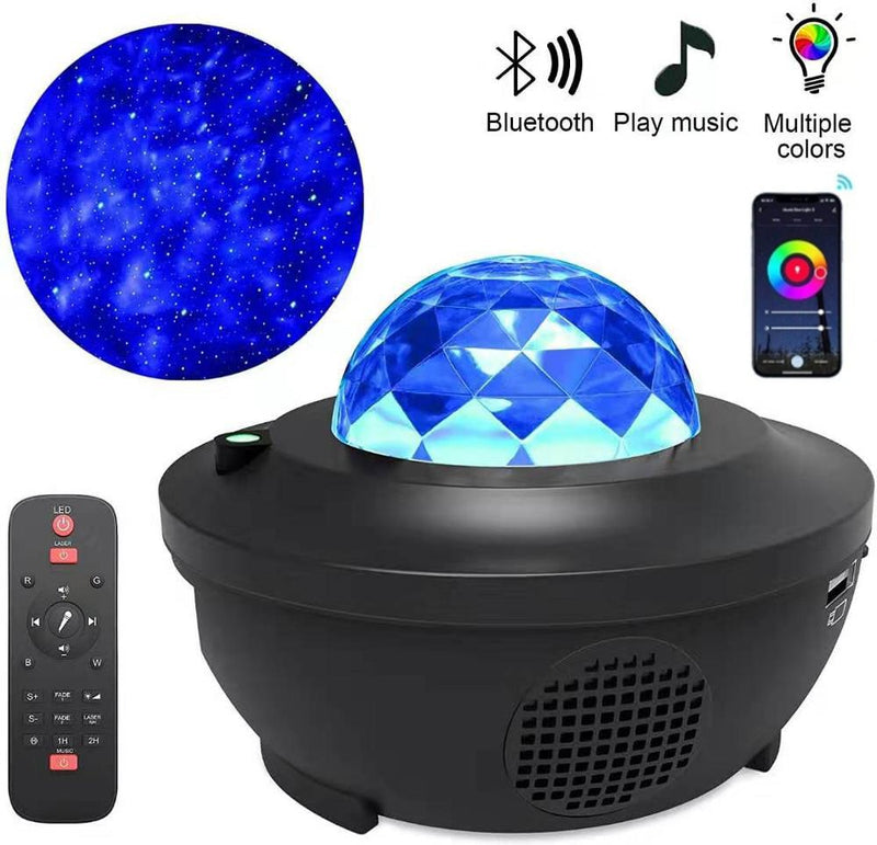 Projetor Galaxy 360 Pro – Projetor de luz de LED com ondas de água estrelada com 21 modos de iluminação para decoração de casa de festa de aniversário/Natal
