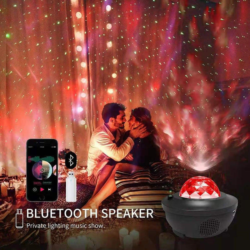 Projetor Galaxy 360 Pro – Projetor de luz de LED com ondas de água estrelada com 21 modos de iluminação para decoração de casa de festa de aniversário/Natal