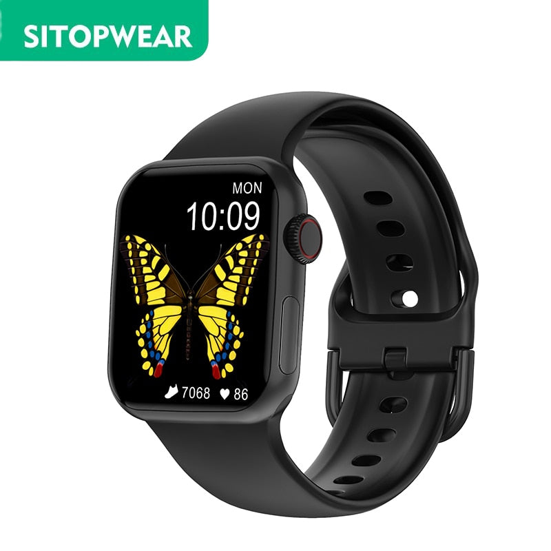 SmartWatch IWO 14 Series 7 PRO, tela HD 44mm, original, pulseira de silicone, português, Android e IOS