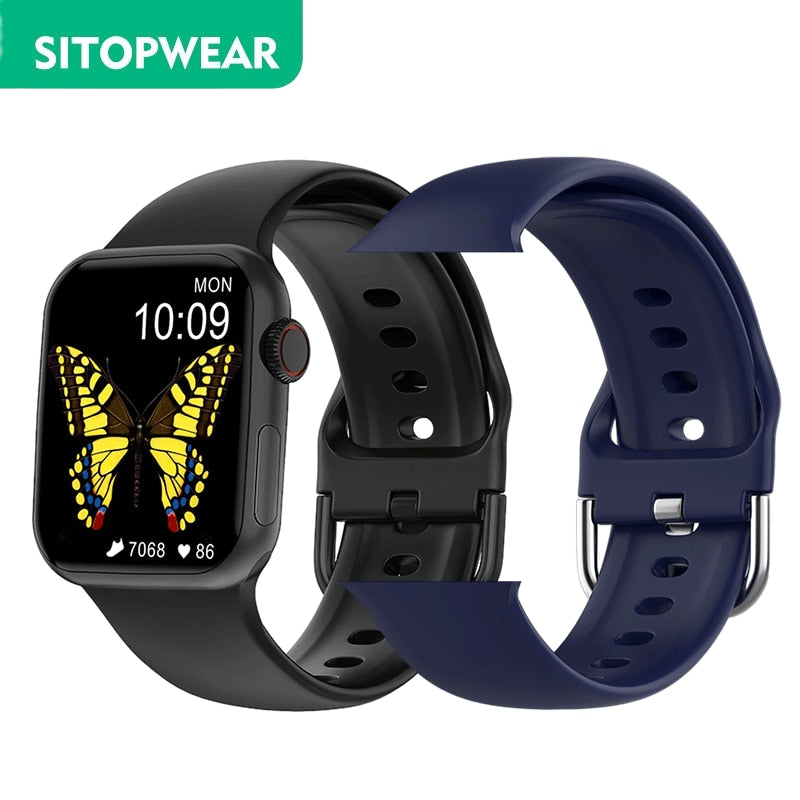 SmartWatch IWO 14 Series 7 PRO, tela HD 44mm, original, pulseira de silicone, português, Android e IOS