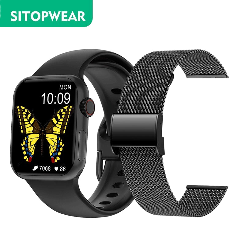 SmartWatch IWO 14 Series 7 PRO, tela HD 44mm, original, pulseira de silicone, português, Android e IOS