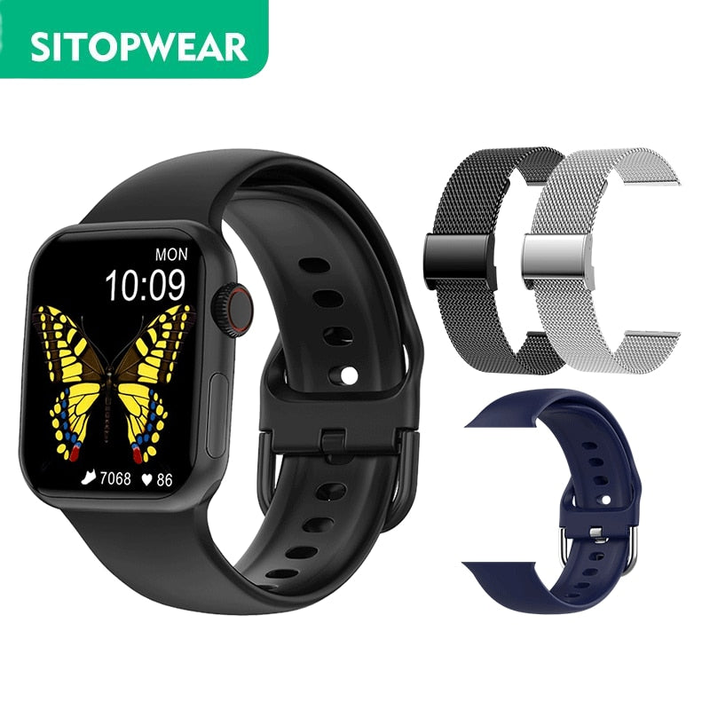 SmartWatch IWO 14 Series 7 PRO, tela HD 44mm, original, pulseira de silicone, português, Android e IOS